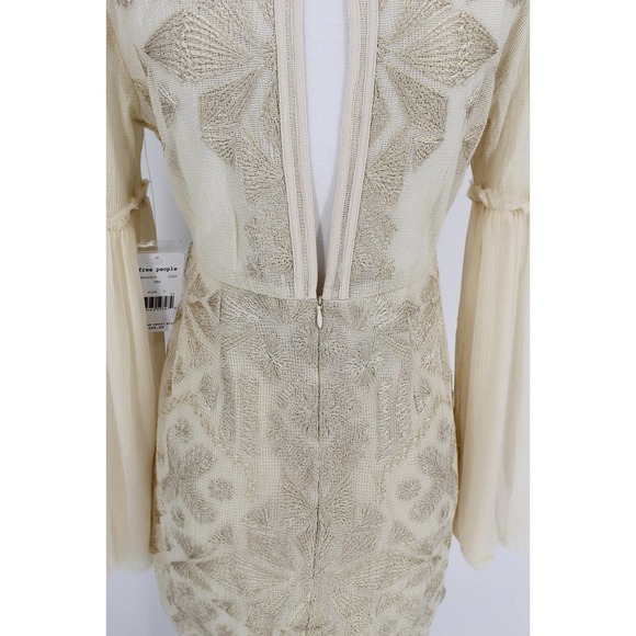 Free People Cleo Mini Dress Tea Sz 0 Boho Embroidered - Picture 9 of 12